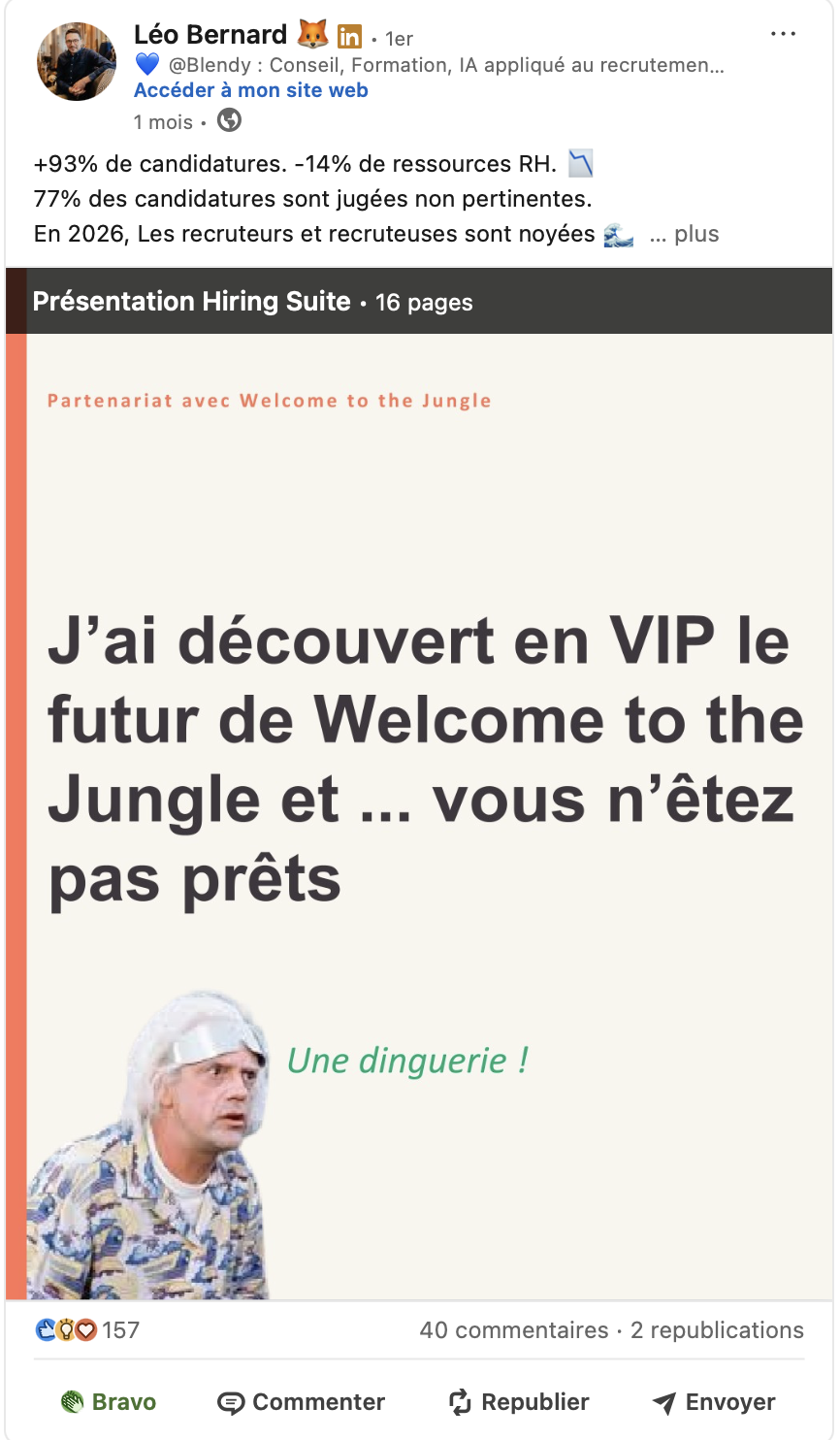 Post LinkedIn Léo — Welcome to the Jungle